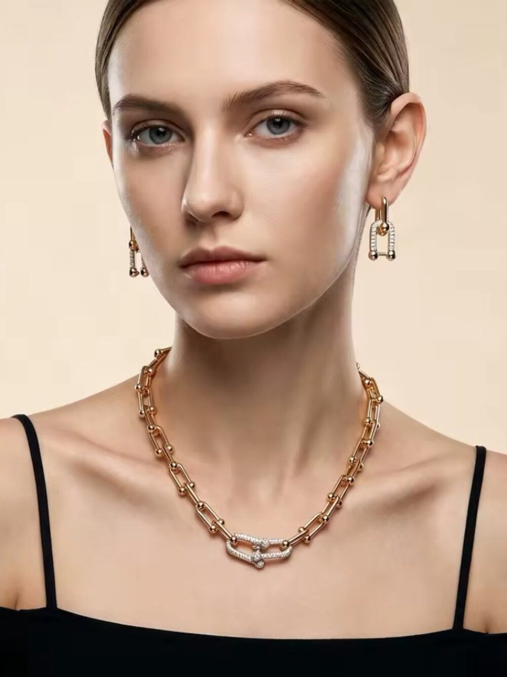Anthro 18K Gold Plated Thickness Geometric U-Hoop Minimalist Modern Pin Earrings